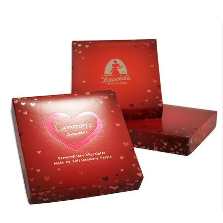 8 oz Sq Cover 1 layer Foil Hearts (250/cs)