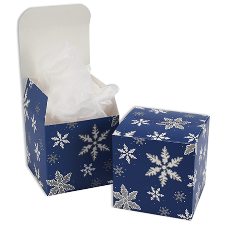 Cube (Mug Box) Snowflakes Blue (250/cs)