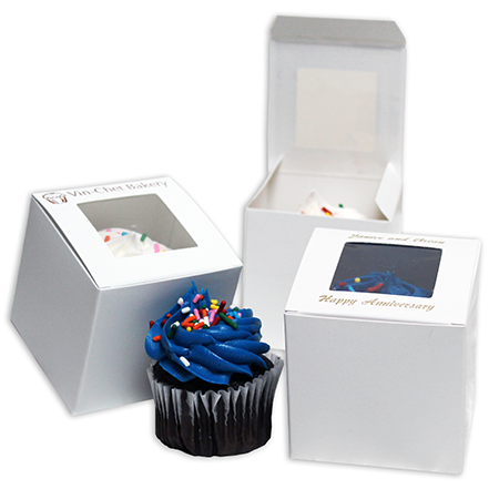 Sm Cupcake Box, White, Square Window (250/cs)