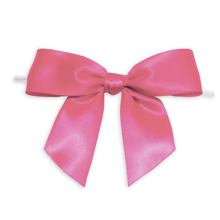 5/8 Ribbon - Pre-Tied Satin Twist Tie Bows - Lt.Pink - 100 Bows