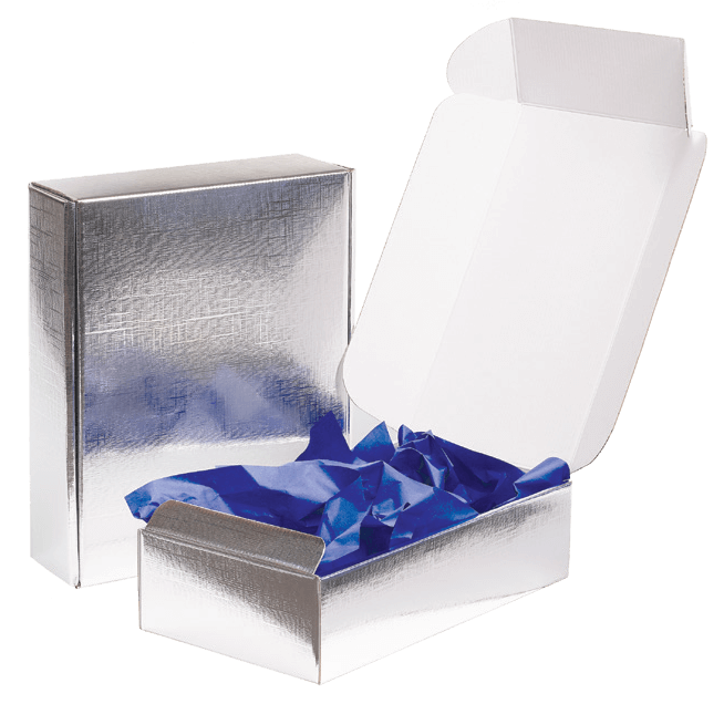 Silver E-Commerce Boxes & Shippers, Made in Italy – Snow Globe Packaging